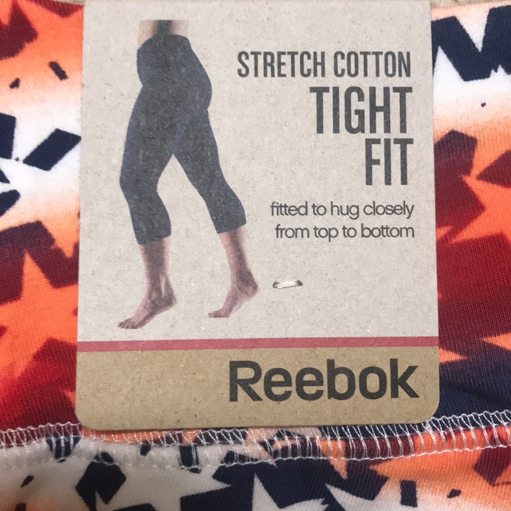 REEBOK Womens Red USA Capri Leggings - STARS - Picture 3 of 5